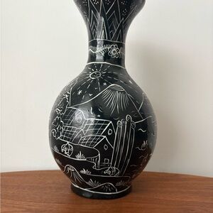Elegant Black and White Ceramic Vase